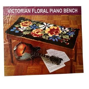 2009 Craftways Latch Hook Kit 133978 Victorian Floral Piano Bench 33"x15" NEW